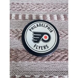 Vintage Philadelphia Flyers Black and White Hockey Puck